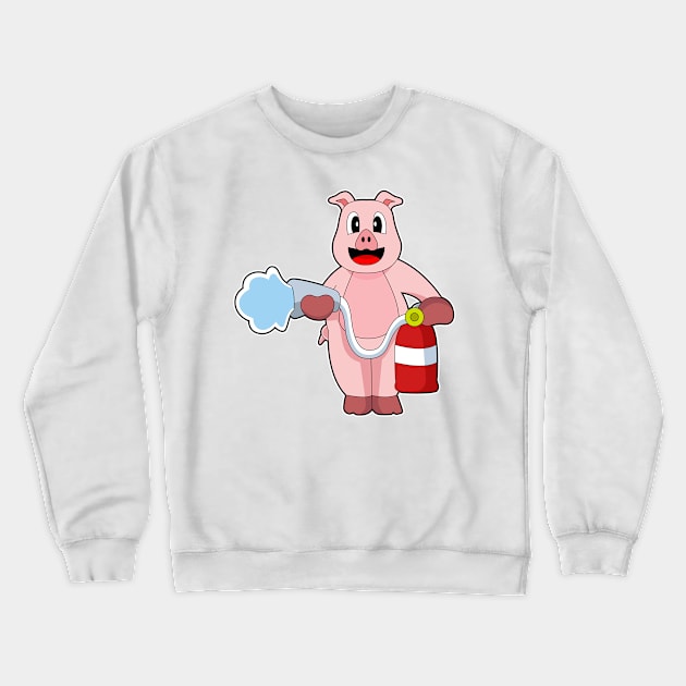 Pig Firefighter Fire hose Crewneck Sweatshirt by Markus Schnabel